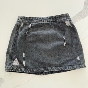 Revolve‎ Storia Distressed Zipper Black Denim Micro Mini Pencil Skirt Medium EUC